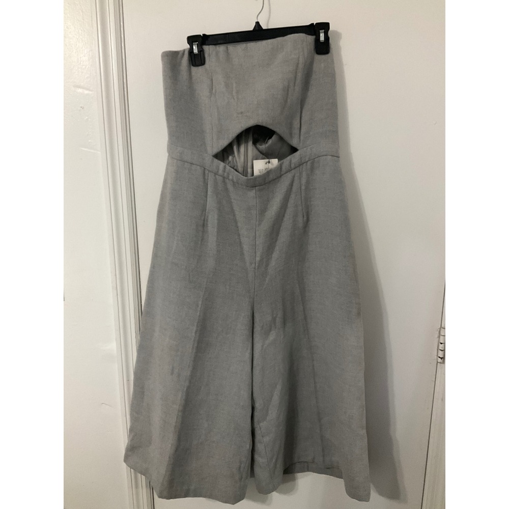 ASOS Strapless Cutout Wide Leg Culotte Jumpsuit Grey Textured Size US 14 NWT